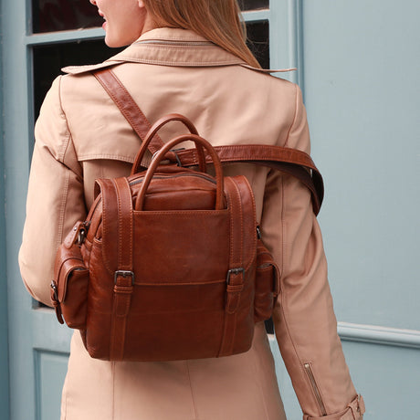 Multifunctional Retro Leather Backpack Women - Dazpy