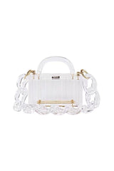 Transparent acrylic chain mini portable small square bag - Dazpy