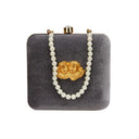 Fashion Red Velvet Pearl Chain Thin Chain Female Bag
