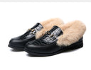 Flat warm cotton shoes with rabbit fur