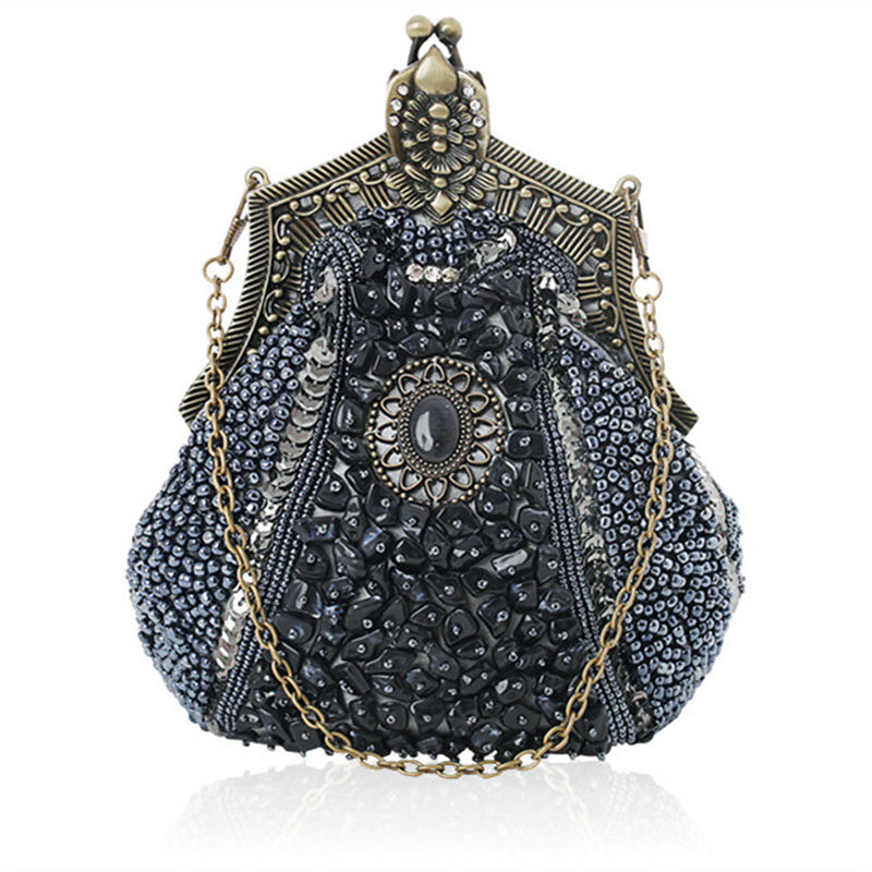 Women's Vintage Heavy Beaded Evening Bag - Dazpy