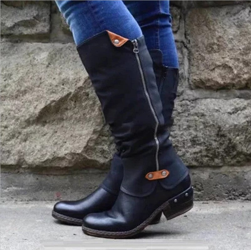 Winter Women's Casual Women's Leather Boots Side Zipper Martin Boots - Dazpy