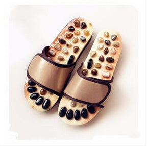 Natural color jade stone jade pebbles foot soles health massage shoes home slippers