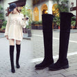 2021 autumn and winter new small pepper thick with over the knee boots ladies black flat low heel stovepipe long boots - Dazpy