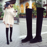 2021 autumn and winter new small pepper thick with over the knee boots ladies black flat low heel stovepipe long boots - Dazpy