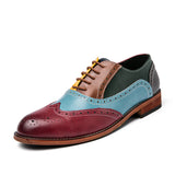 British Style Hit Color Lace-Up Brogues Low-Cut Personality Men's Shoes Trend - Dazpy