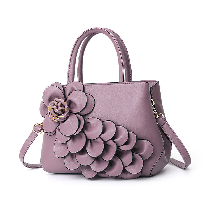 PU leather flower portable shoulder bag - Dazpy