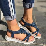 College style flat bottomed flower sandals - Dazpy