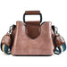 Oil wax leather bucket bag color shoulder strap handbag - Dazpy