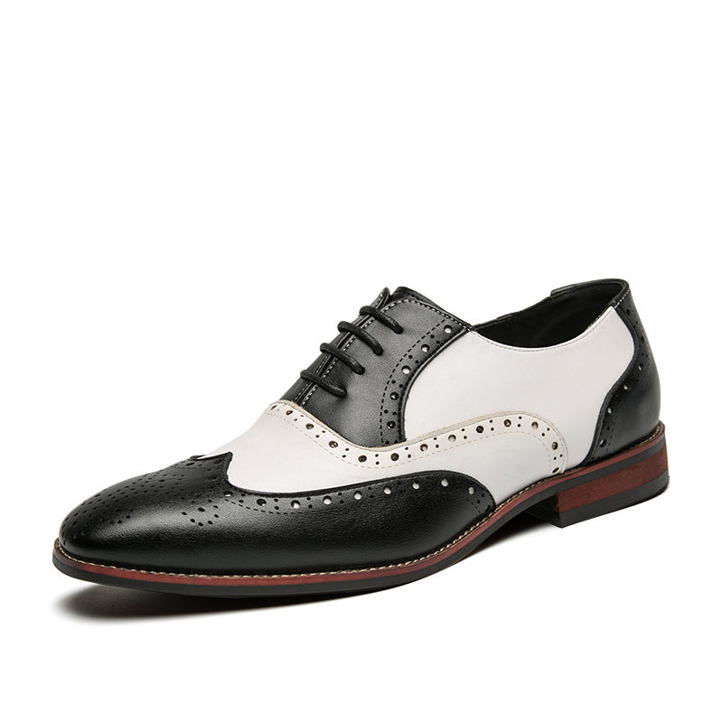 British Style Hit Color Lace-Up Brogues Low-Cut Personality Men's Shoes Trend - Dazpy