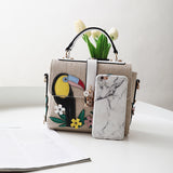 Fashion Two-Color Parrot One Shoulder Messenger Small Square Bag - Dazpy