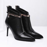 Pointed Back Zipper Stiletto High Heel Women's Boots - Dazpy