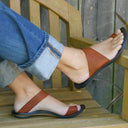 Women's Flat Sandals With Open Toe Metal Trim