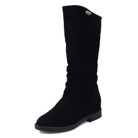 Pure Color Inner Heightening And Fleece Boots - Dazpy