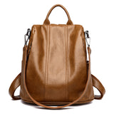 All-match Leather Soft Leather Anti-theft Multifunctional Backpack - Dazpy