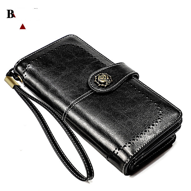 Ladies Wallet Long Cowhide Soft Leather - Dazpy