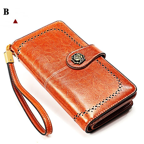 Ladies Wallet Long Cowhide Soft Leather - Dazpy