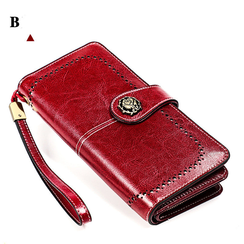 Ladies Wallet Long Cowhide Soft Leather - Dazpy