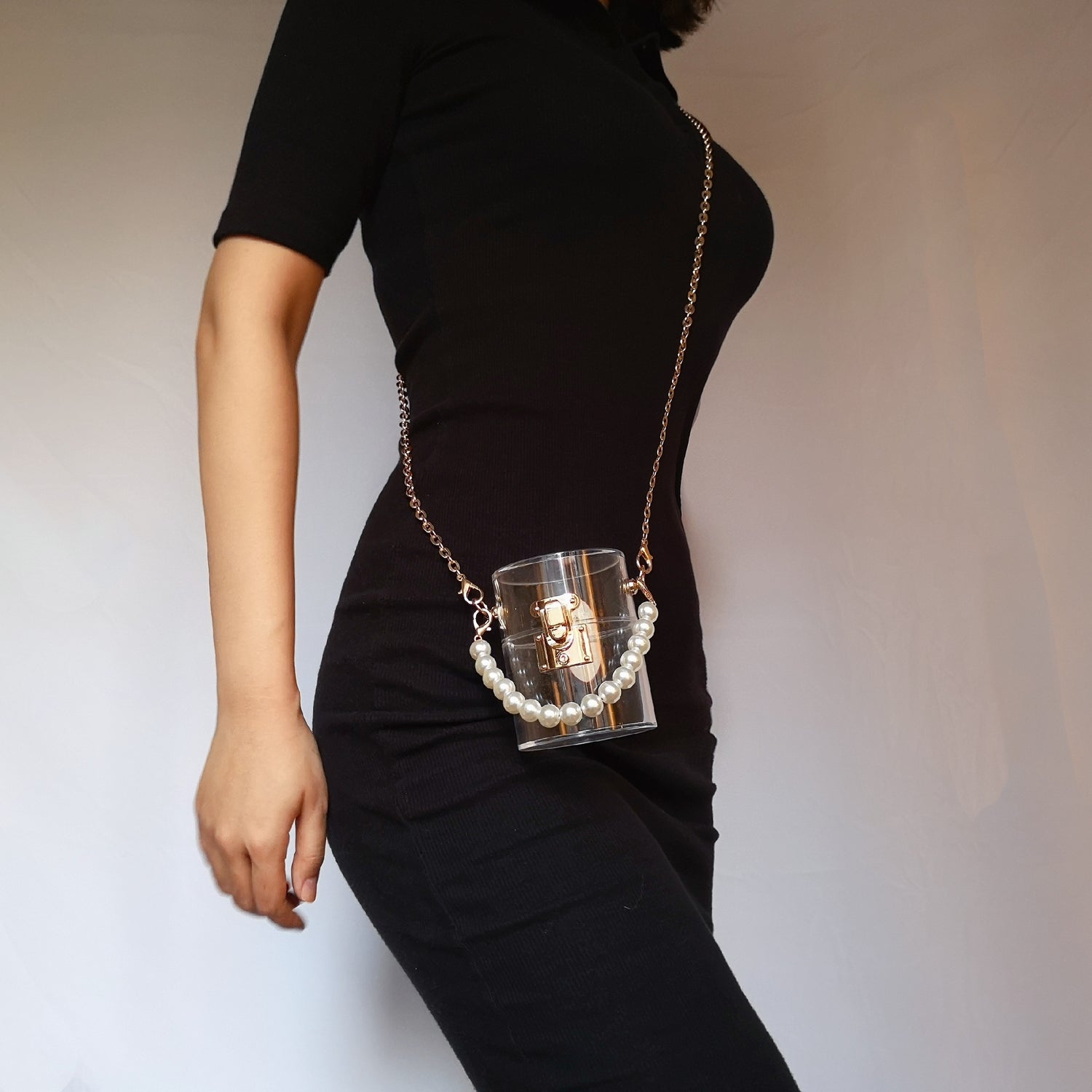New Pearl Portable Transparent Acrylic Bucket Bag - Dazpy