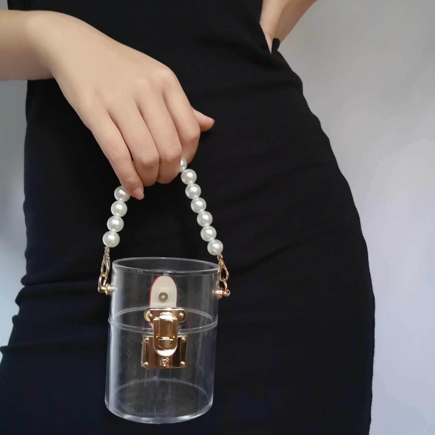 New Pearl Portable Transparent Acrylic Bucket Bag - Dazpy