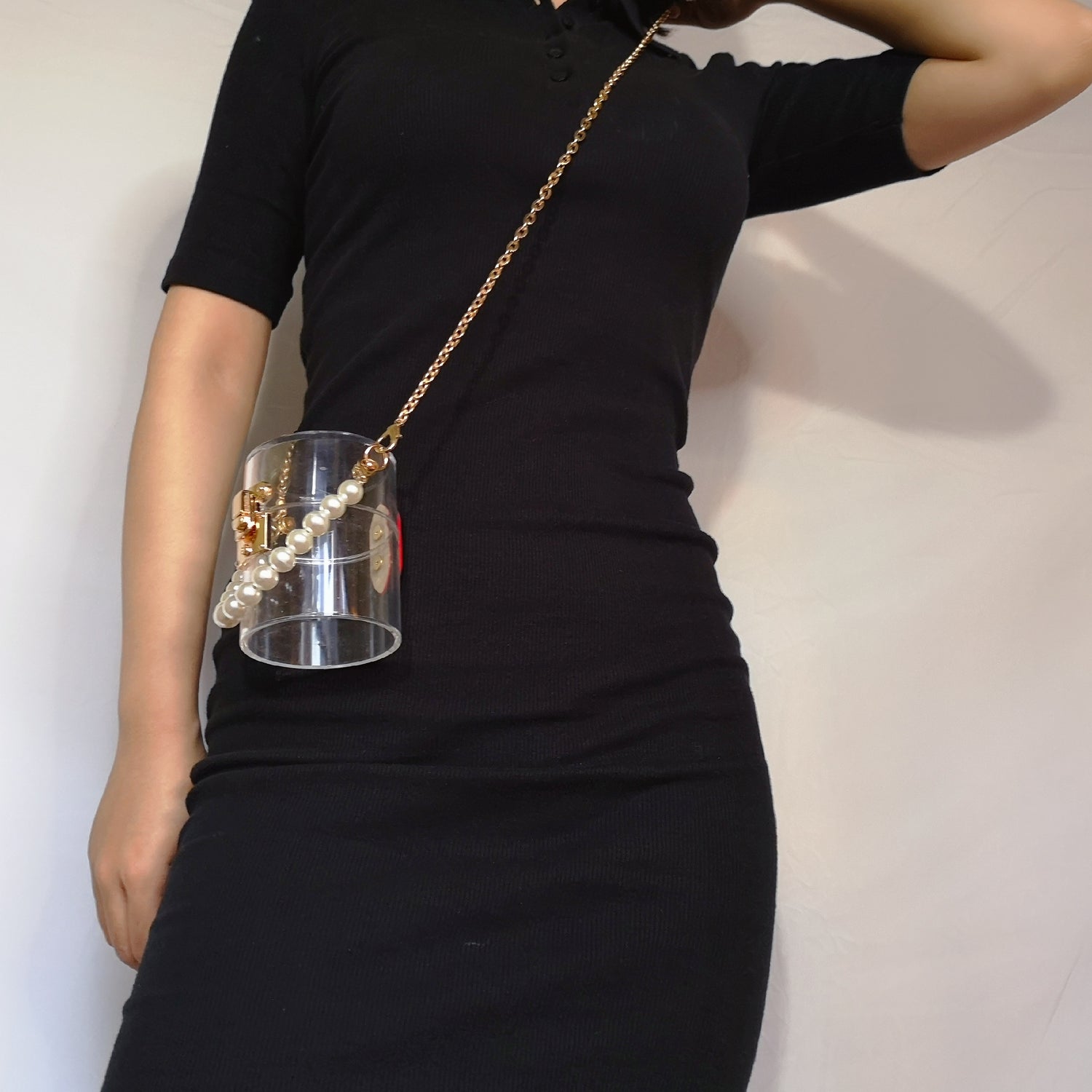 New Pearl Portable Transparent Acrylic Bucket Bag - Dazpy