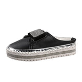 New Flat-Bottomed Rhinestone Baotou Semi Slippers Tide - Dazpy