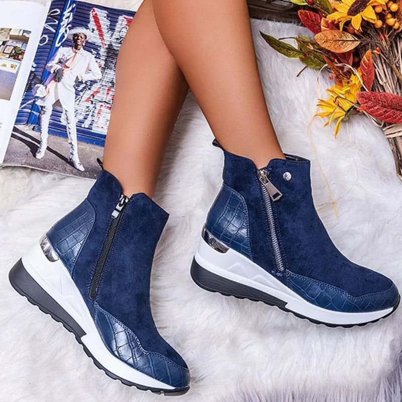 Slope-heel Snow Boots Thick-soled Plus Fleece Cotton Shoes - Dazpy