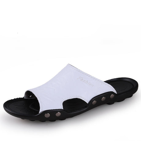 Slippers Men's Summer Leather Fashion Non-Slip Outer Wear Tide Sandals - Dazpy