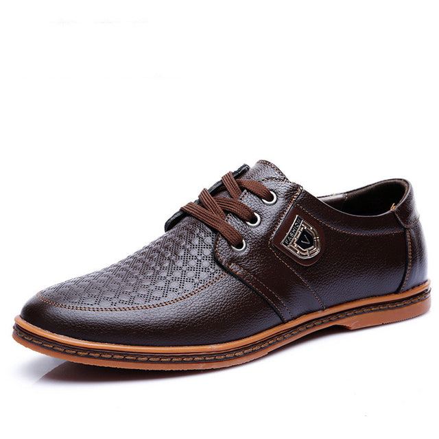 Men's Casual Leather Shoes Business Soft Sole Round Toe - Dazpy