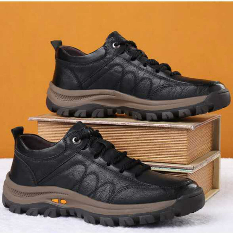 Casual Leather Shoes - Men's Outdoor Hiking Shoes with Microfiber Upper - Dazpy