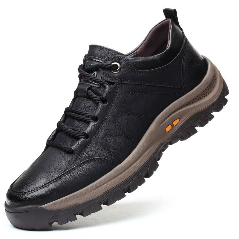 Casual Leather Shoes - Men's Outdoor Hiking Shoes with Microfiber Upper - Dazpy