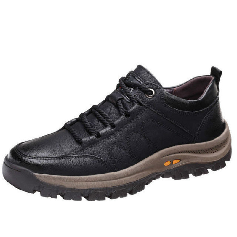 Casual Leather Shoes - Men's Outdoor Hiking Shoes with Microfiber Upper - Dazpy