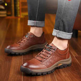 Casual Leather Shoes - Men's Outdoor Hiking Shoes with Microfiber Upper - Dazpy