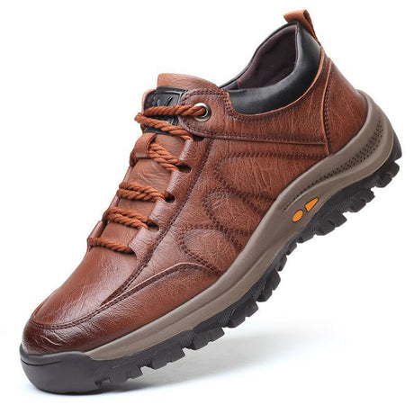 Casual Leather Shoes - Men's Outdoor Hiking Shoes with Microfiber Upper - Dazpy