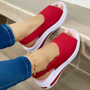Fish-mouth Flat-heel Buckle Low-top Solid Color Shoes
