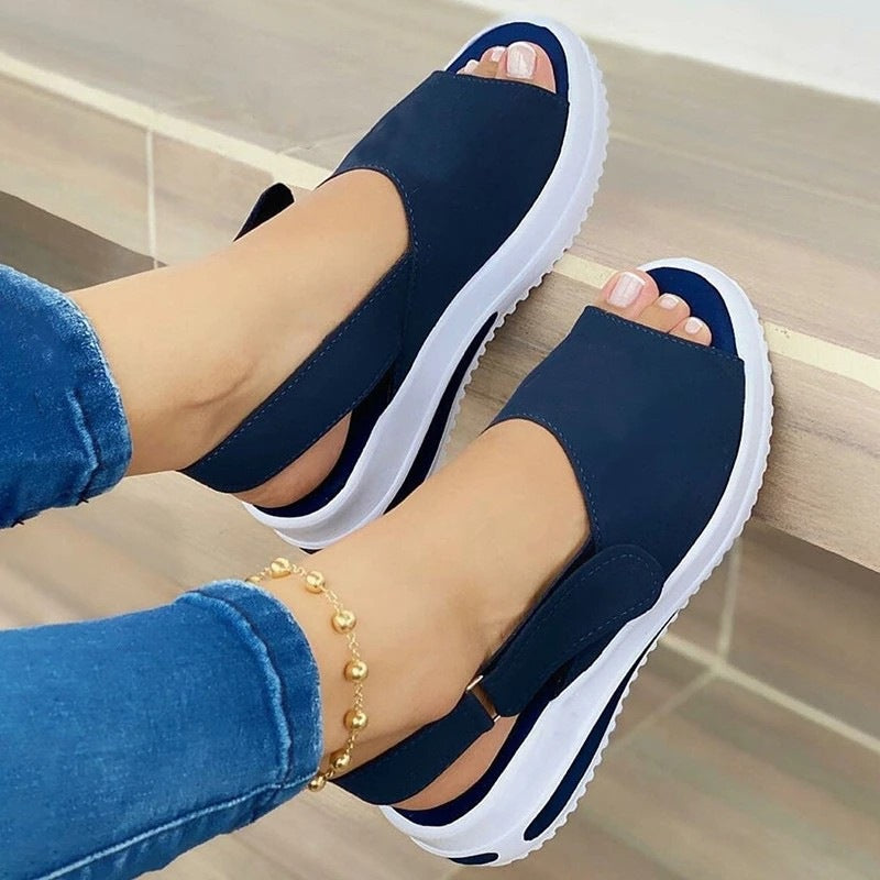 Fish-mouth Flat-heel Buckle Low-top Solid Color Shoes - Dazpy