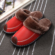Couple cotton slippers winter home men and women autumn and winter leather surface winter lint floor indoor women's old man outdoor - Dazpy