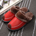 Couple cotton slippers winter home men and women autumn and winter leather surface winter lint floor indoor women's old man outdoor - Dazpy