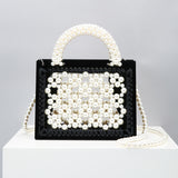 2020 New Handmade Beaded Woven Pearl Transparent Acrylic One-Shoulder Diagonal Handbag - Dazpy