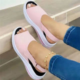 Fish Mouth Sandal Female One Word Buckle Thick Base Wedge Heel Cool - Dazpy