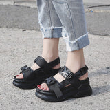 European Platform Platform Sandals 2020 Spring New Ribbon Open Toe Buckle Women's Shoes Platform Sports Sandals - Dazpy