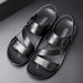 Two-layer Leather Casual Fashion Beach Shoes Thick-soled Sandals Men's Dual-use Sandals And Slippers - Dazpy