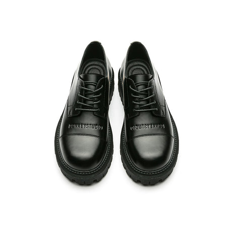 Casual Black Thick-heeled Shoes With Thick Soles And Big Toe Straps - Dazpy