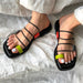 New Roman Cross Strap Flat Slippers - Dazpy