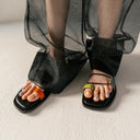 New Roman Cross Strap Flat Slippers