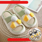 Buy One Get One Free Linen Slippers Female Spring, Autumn And Winter Home Thick-Soled Home Couples A Pair Of Men's Slippers Four Seasons - Dazpy