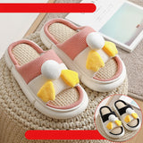 Buy One Get One Free Linen Slippers Female Spring, Autumn And Winter Home Thick-Soled Home Couples A Pair Of Men's Slippers Four Seasons - Dazpy