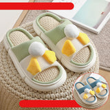 Buy One Get One Free Linen Slippers Female Spring, Autumn And Winter Home Thick-Soled Home Couples A Pair Of Men's Slippers Four Seasons - Dazpy