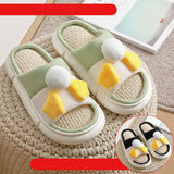 Buy One Get One Free Linen Slippers Female Spring, Autumn And Winter Home Thick-Soled Home Couples A Pair Of Men's Slippers Four Seasons - Dazpy