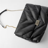 Women'S Bag White Oversized Quilted One-Shoulder Messenger Bag Female Simple All-Match Chain Bag - Dazpy